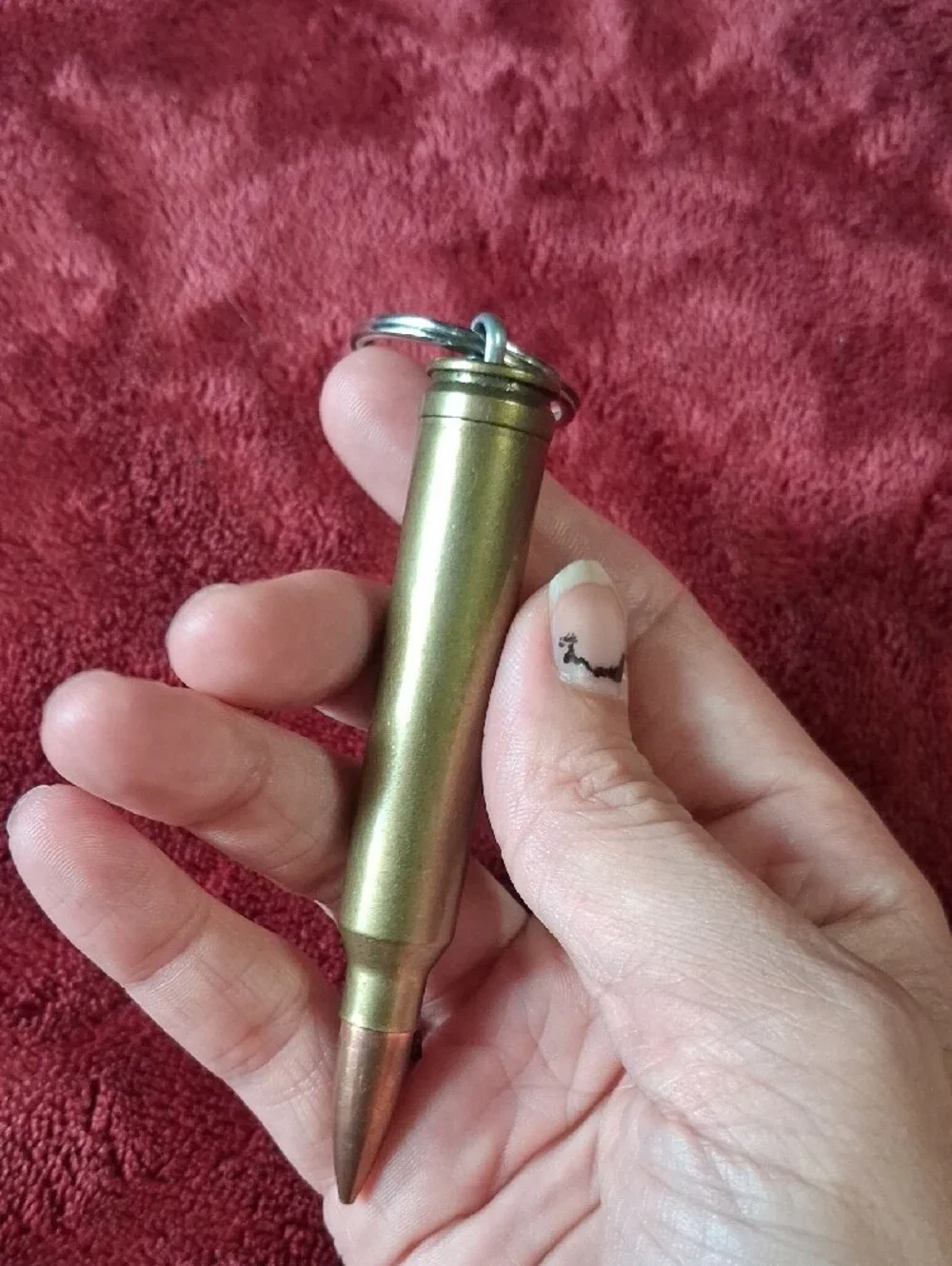 Brass Bullet Keychain with Silver Ring